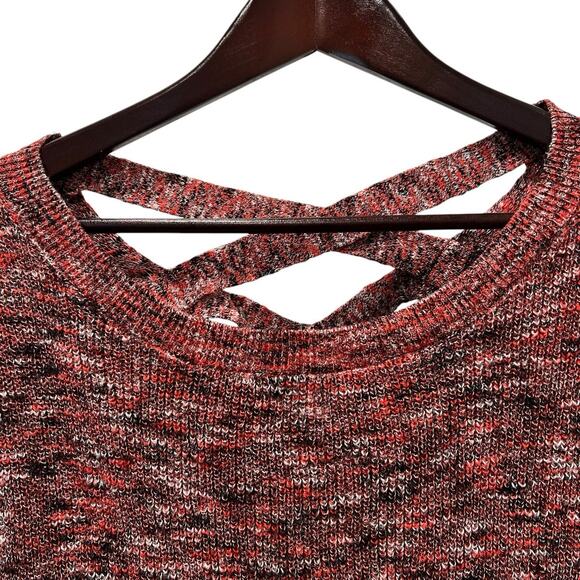 Express Marled Knit Sweater Tunic 3/4 Sleeve Crisscross Back Medium Oversized - Picture 3 of 7